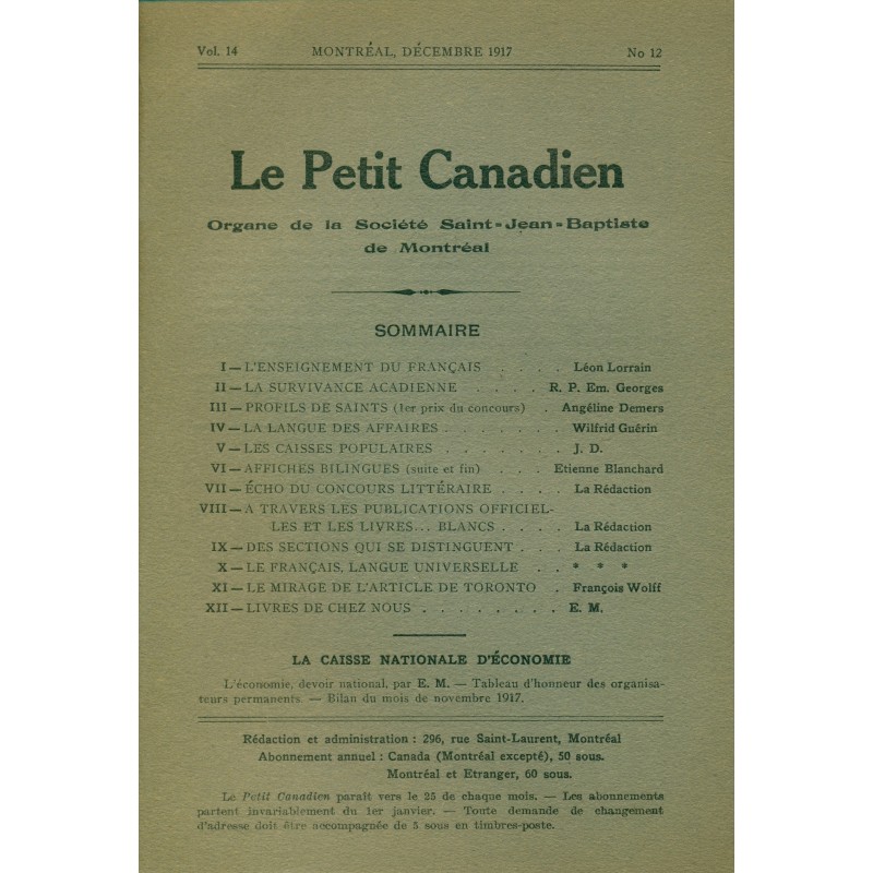Le Petit Canadien - Volume 14 - Décembre 1917 - Numéro 12 