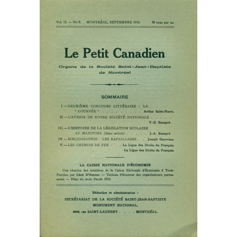 Le Petit Canadien - Volume 13 - Septembre 1916 - Numéro 9 