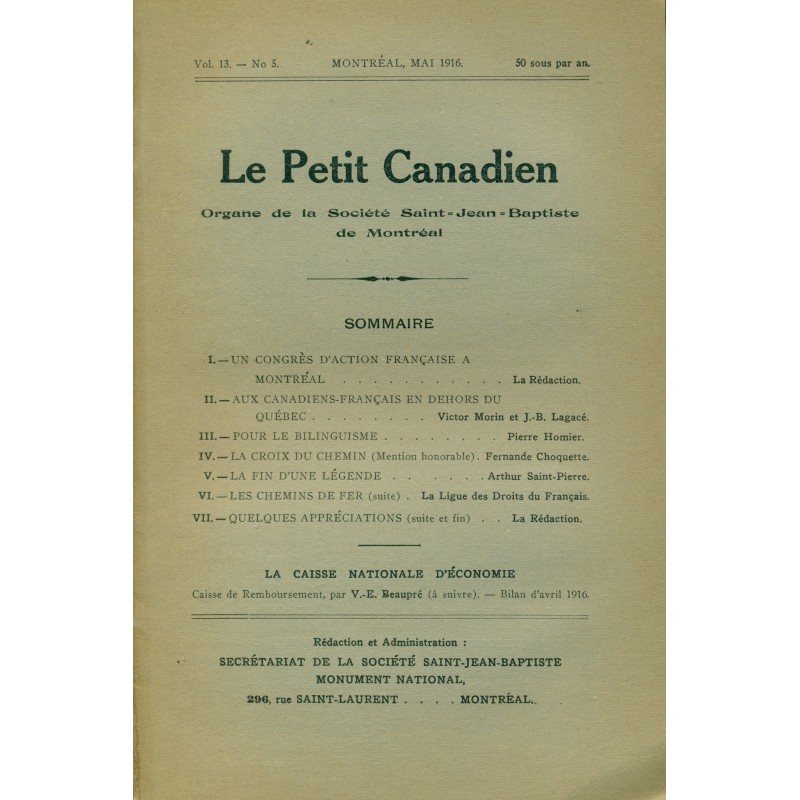 Le Petit Canadien - Volume 13 - Mai 1916 - Numéro 5 