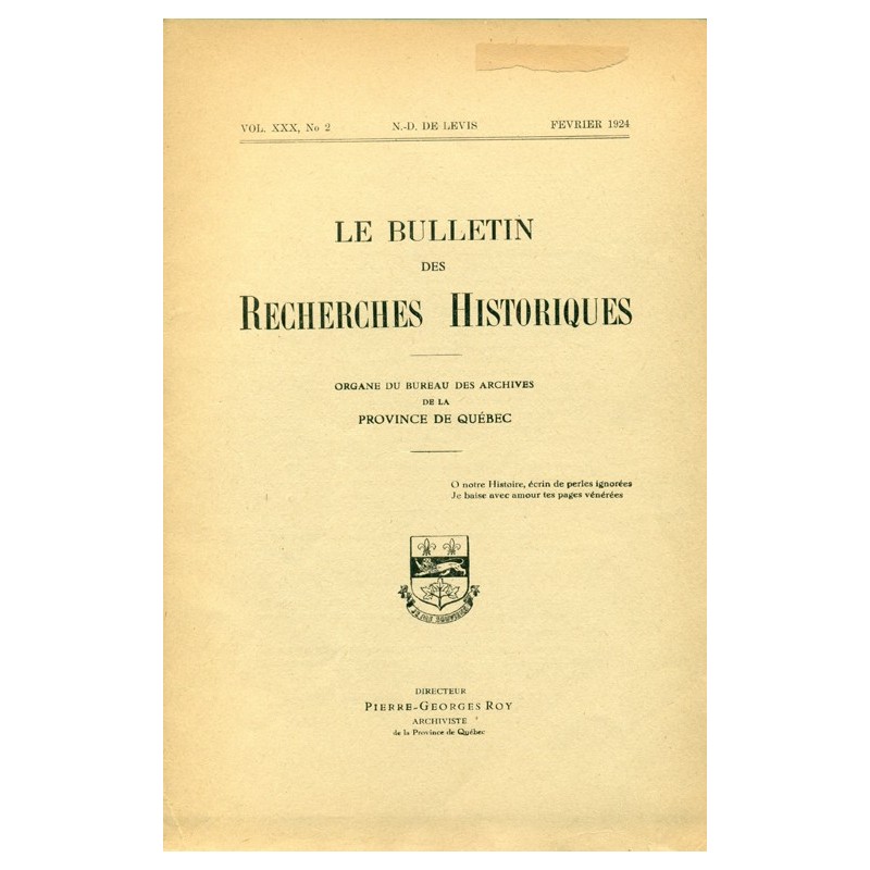 LE BULLETIN DES RECHERCHES HISTORIQUES VOL XXX, NO 2 – FÉVRIER 1924 