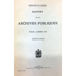 RAPPORT SUR LES ARCHIVES PUBLIQUES POUR L'ANNÉE 1943 