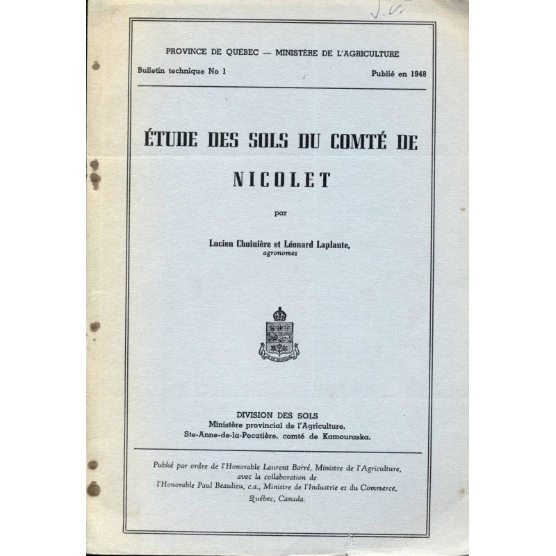 Étude des sols du comté de Nicolet 